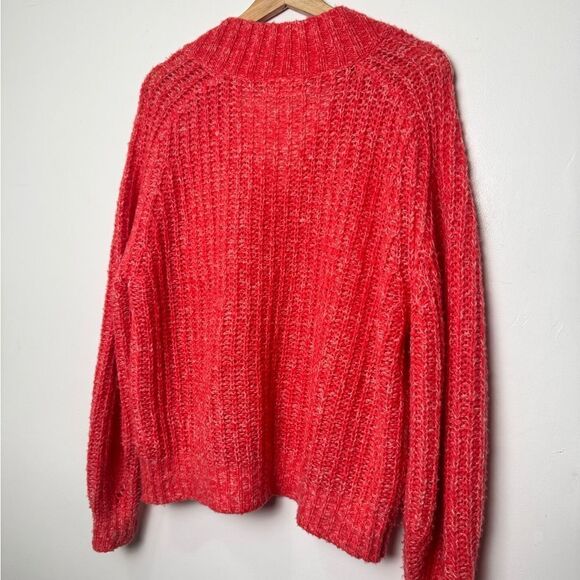 Anthropologie Womens Honore Wool Blend Ribbed V-Neck Sweater Size S red pink - Picture 12 of 16